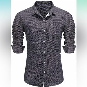 COOFANDY Men's Muscle Fit Dress Shirt XL Wrinkle Free Long Sleeve Button Down